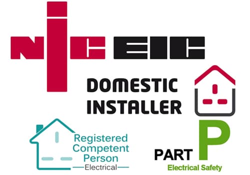 NICEIC Domestic Installer, Registered Competent Person and Part P accreditations held by Z Electricals