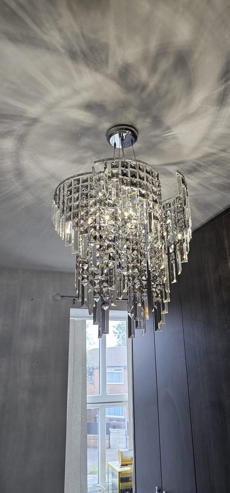 Tiered crystal pendant light installed by Z Electricals